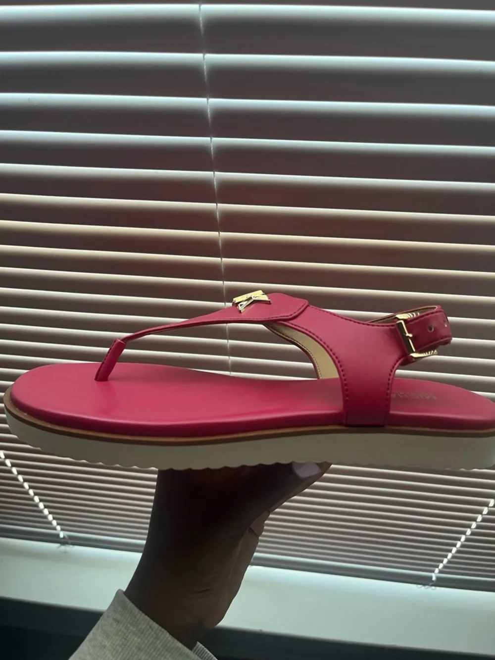 Michael Kors Hot Pink MK Logo Slingback Sandals - Picture 3 of 4